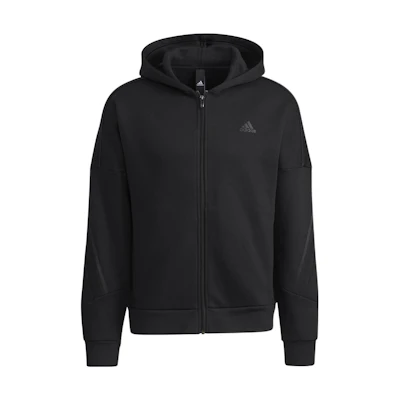 adidas Black Breathable Hooded Zip-Up Jacket Casual Sportswear GT6355