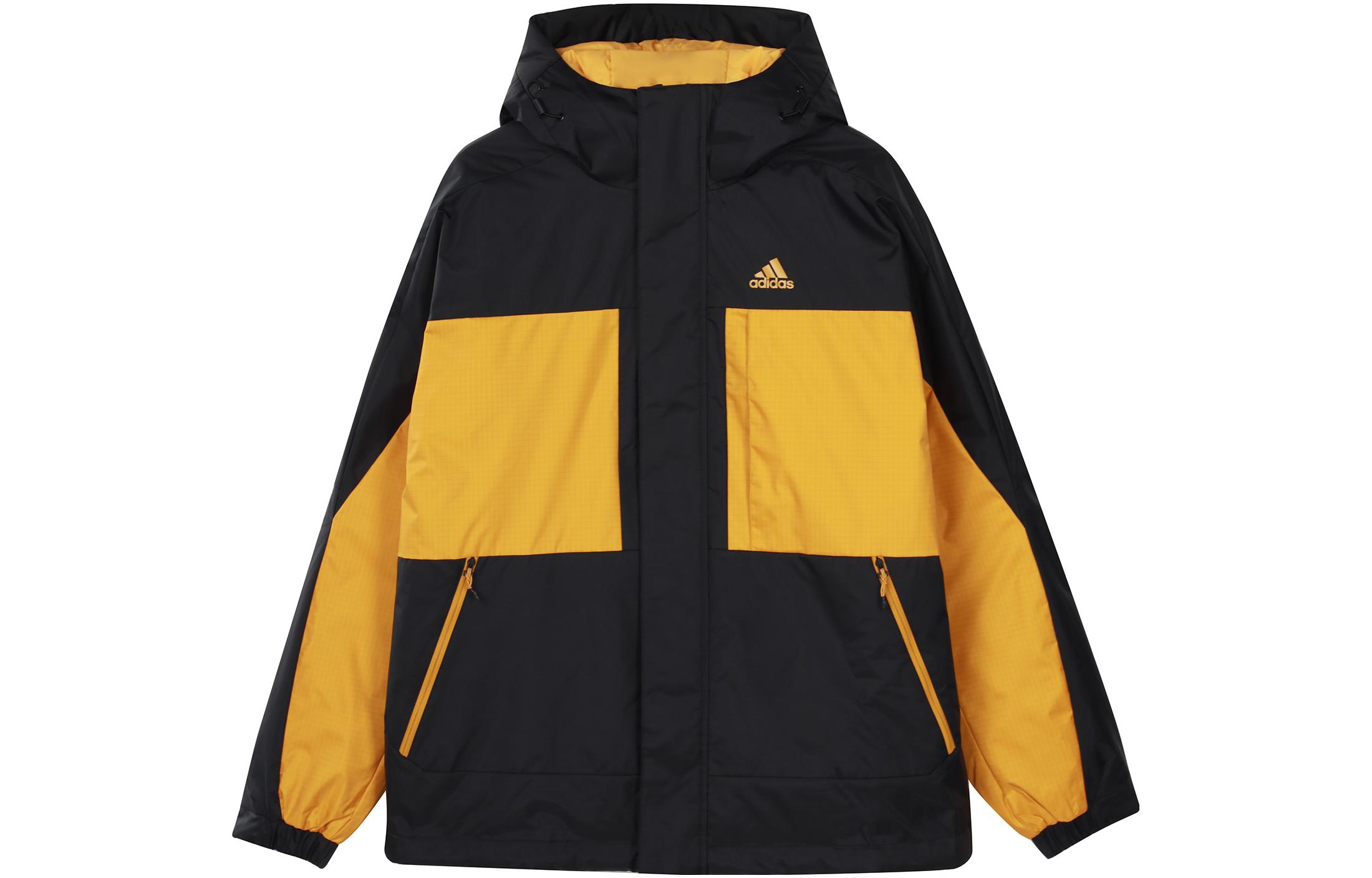 adidas Black C/B Bos Logo Colorblock Hooded Down Jacket GF0076