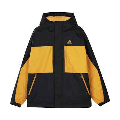 adidas Black C/B Bos Logo Colorblock Hooded Down Jacket GF0076