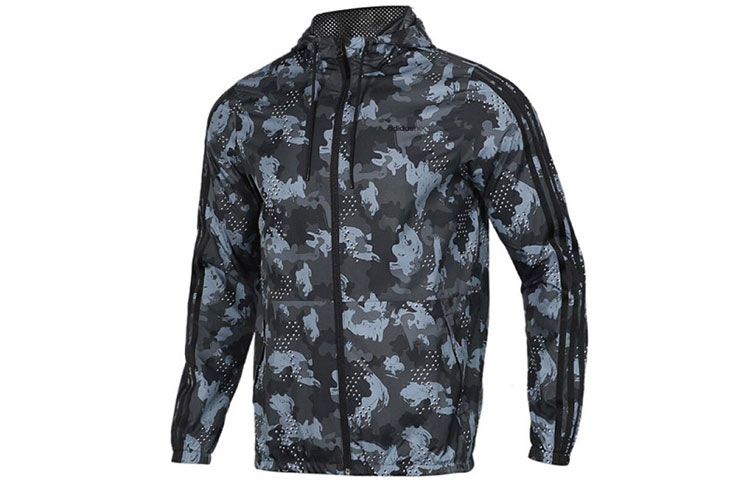 adidas Black Camo Hooded Casual Woven Jacket DZ7589