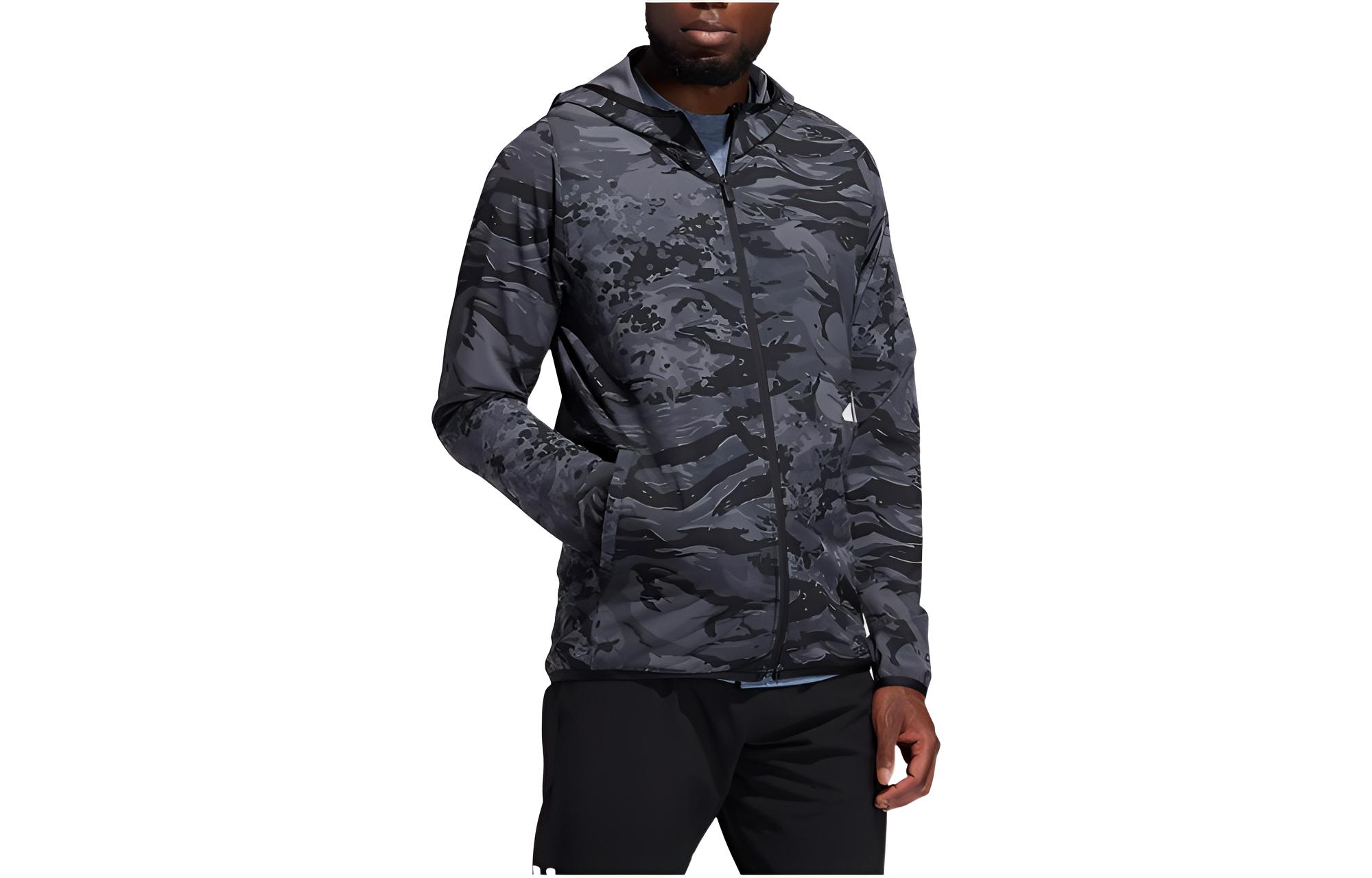adidas Black Camouflage Logo Print Zip-Up Hoodie Jacket GL8926
