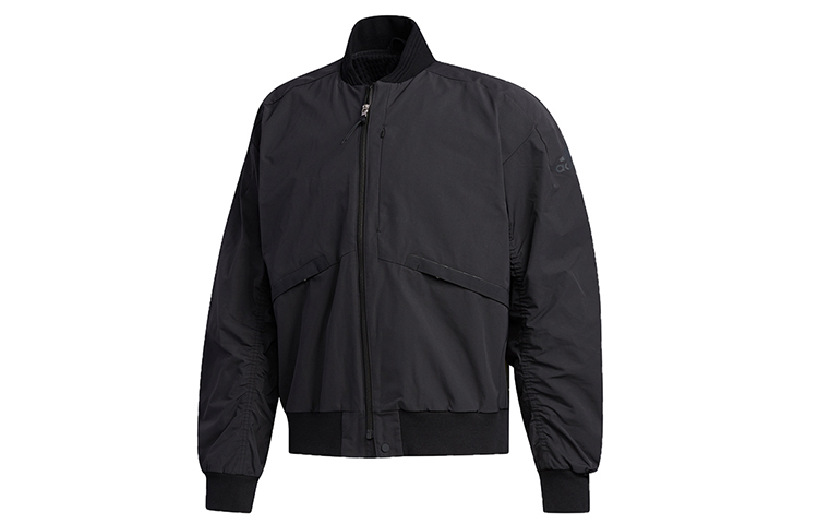 adidas Black Casual Bomber Jacket with Ruched Sleeves FM9381