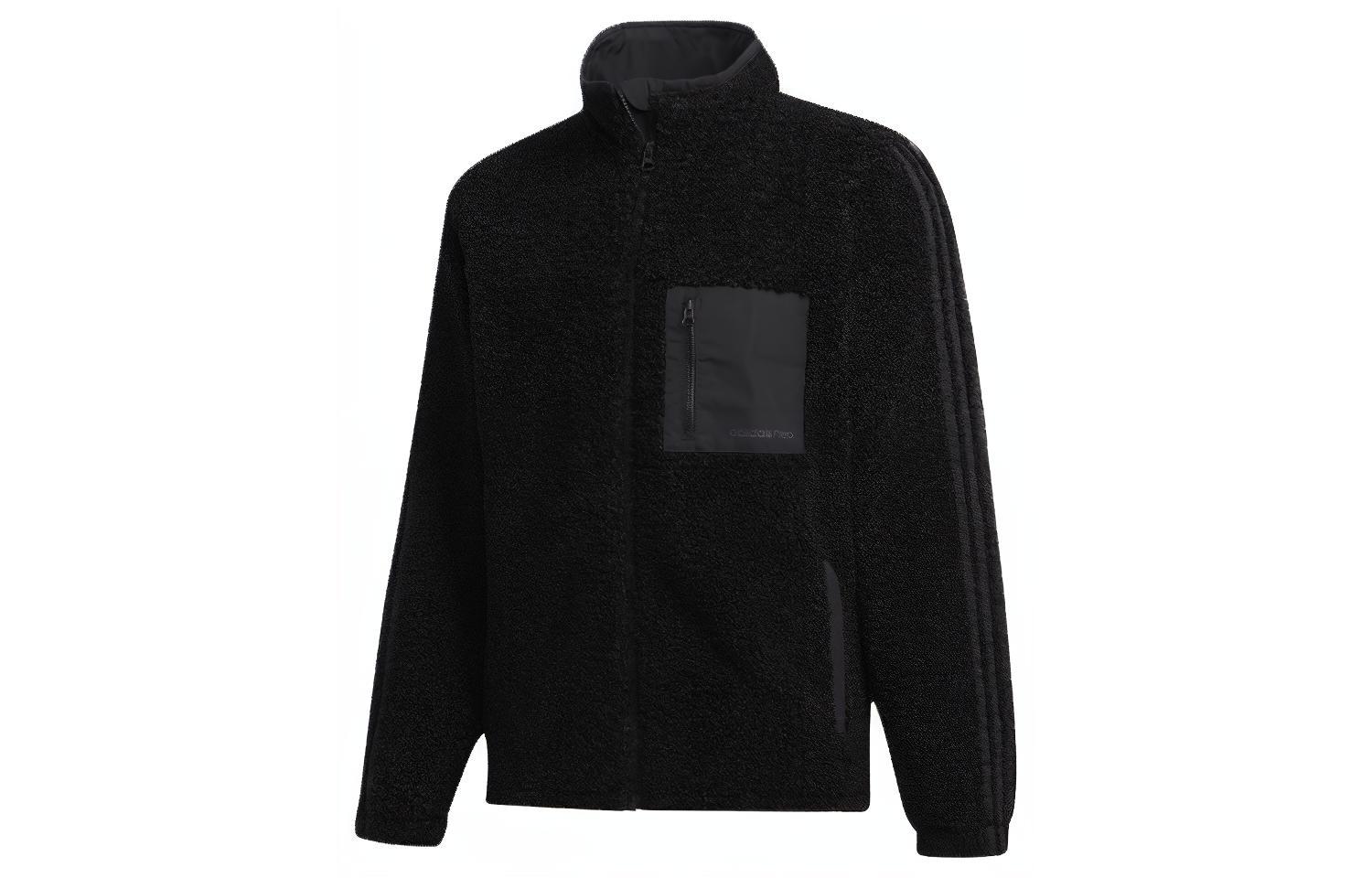 adidas Black Casual Sports Stand Collar Jacket FU1050