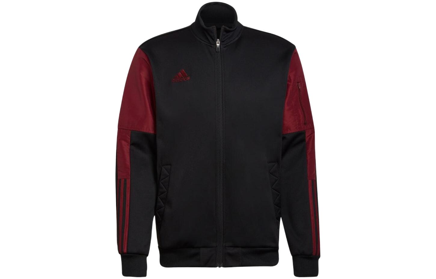 adidas Black Casual Track Jacket with Striped Colorblock Design H60011