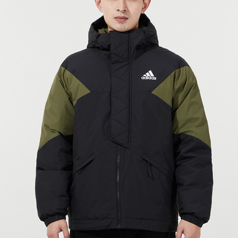 adidas Black Color-Block Winter Puffer Jacket with Hood GT6588 圖 3