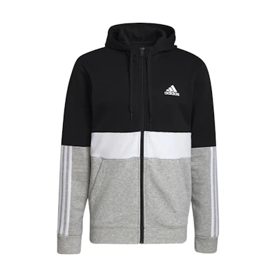 adidas Black Colorblock 3-Stripes Logo Zip-Up Hoodie Jacket GV5244