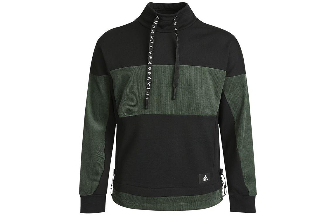 adidas Black Colorblock Pullover Hoodie with Logo Print and Drawstring GP1814