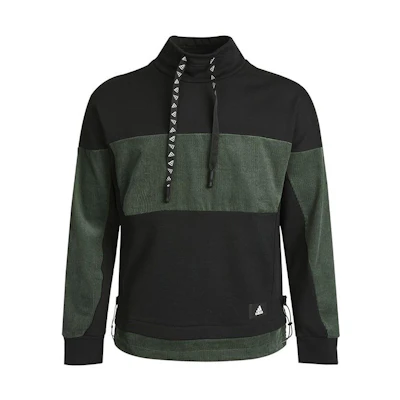 adidas Black Colorblock Pullover Hoodie with Logo Print and Drawstring GP1814