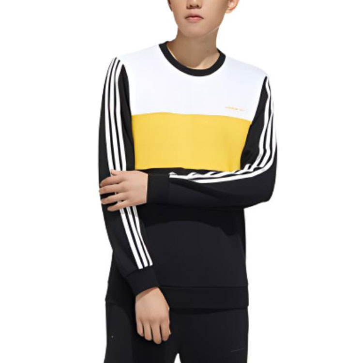 adidas Black Crewneck Long-Sleeve Sweatshirt with Side Stripes FU1045