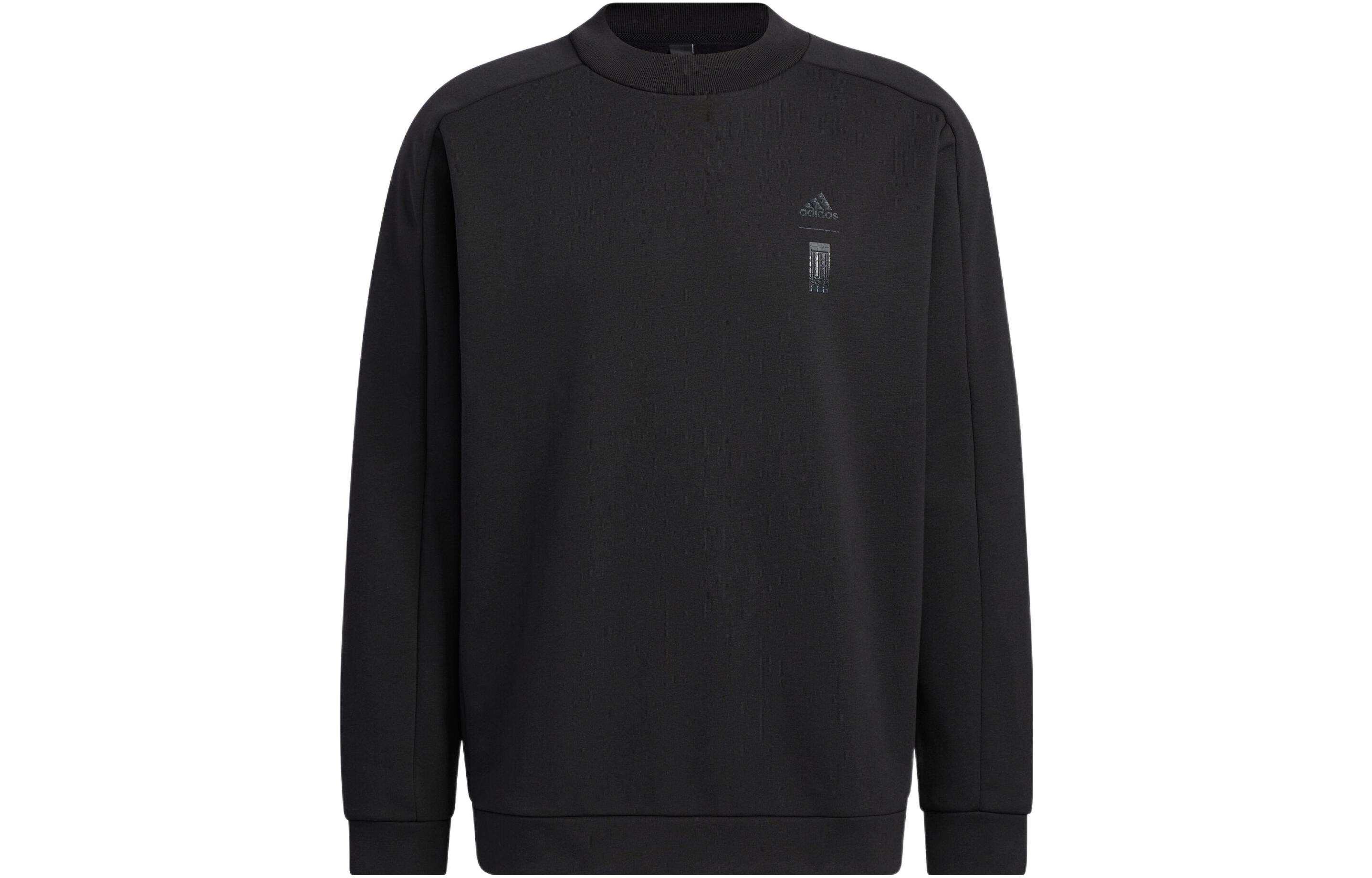 adidas Black Crewneck Long Sleeve Sweatshirt with Solid Print Logo HN8966