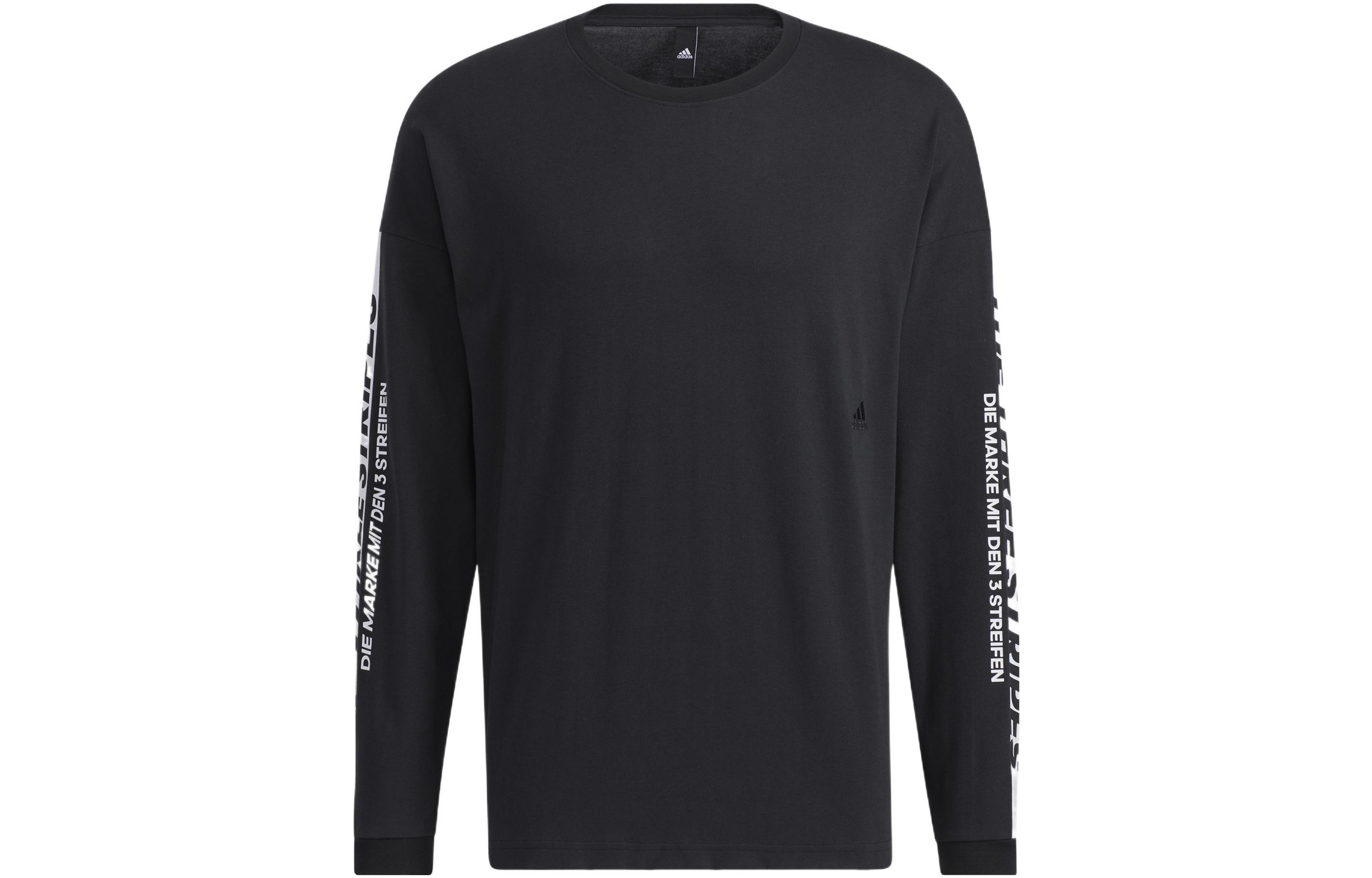 adidas Black Crewneck Pullover Sweatshirt with Sleeve Lettering Pattern HD0083