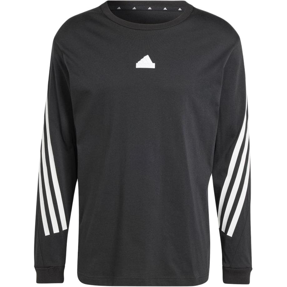 adidas Black Crewneck Striped Logo Print Long Sleeve Sweatshirt IN3309