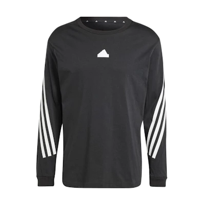 adidas Black Crewneck Striped Logo Print Long Sleeve Sweatshirt IN3309