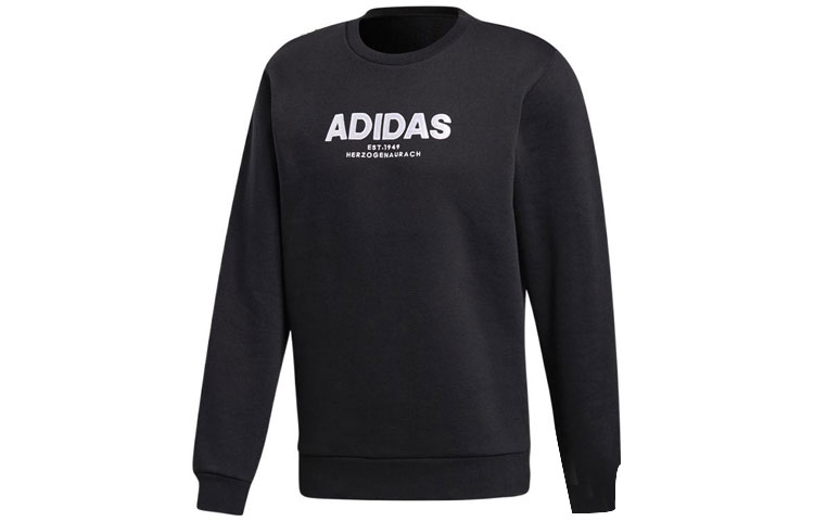 adidas Black Crewneck Sweatshirt with Letter Print Long Sleeves CZ9075