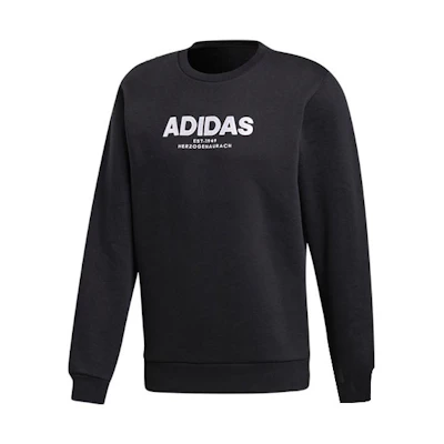 adidas Black Crewneck Sweatshirt with Letter Print Long Sleeves CZ9075