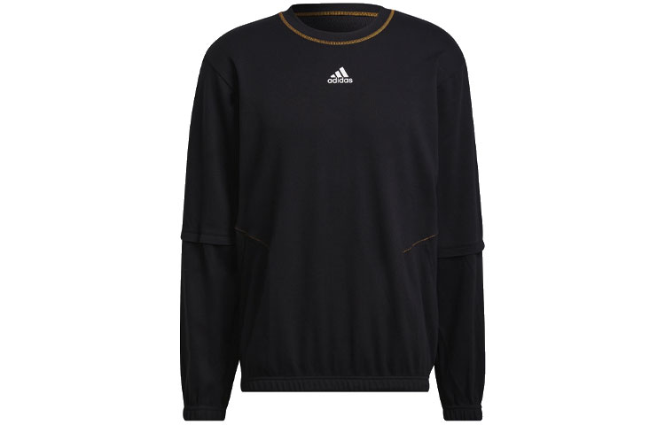 adidas Black Crewneck Sweatshirt with Solid Logo Print Long Sleeves H67000