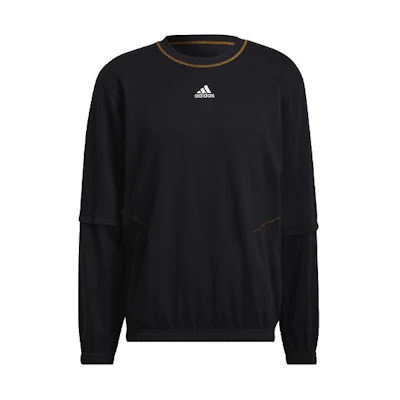 adidas Black Crewneck Sweatshirt with Solid Logo Print Long Sleeves H67000