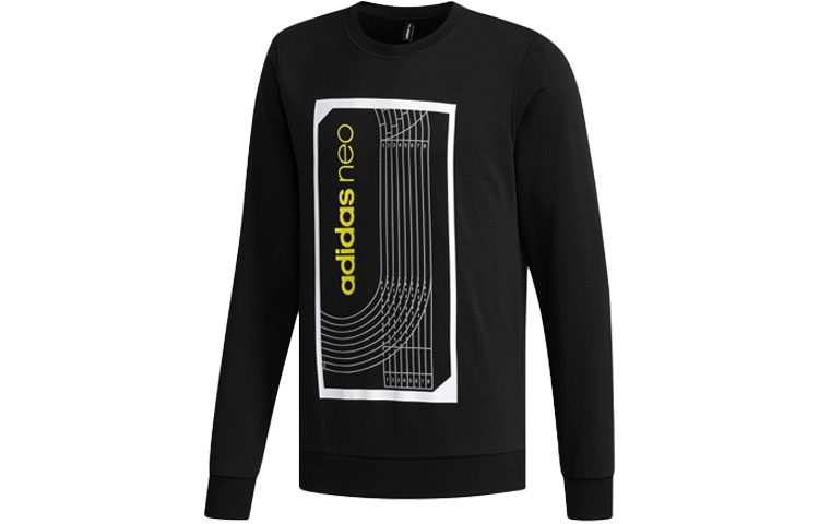 adidas Black Crewneck Sweatshirt with Stripes and Athletic Print Design DM2186