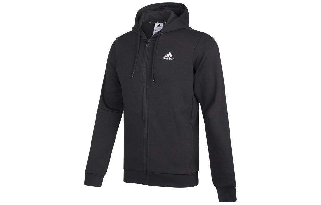 adidas Black Embroidered Logo Knitted Hoodie Jacket HB5081