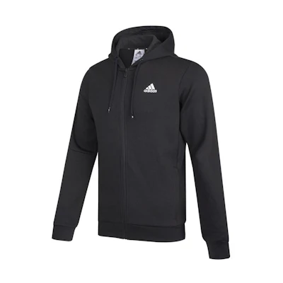 adidas Black Embroidered Logo Knitted Hoodie Jacket HB5081