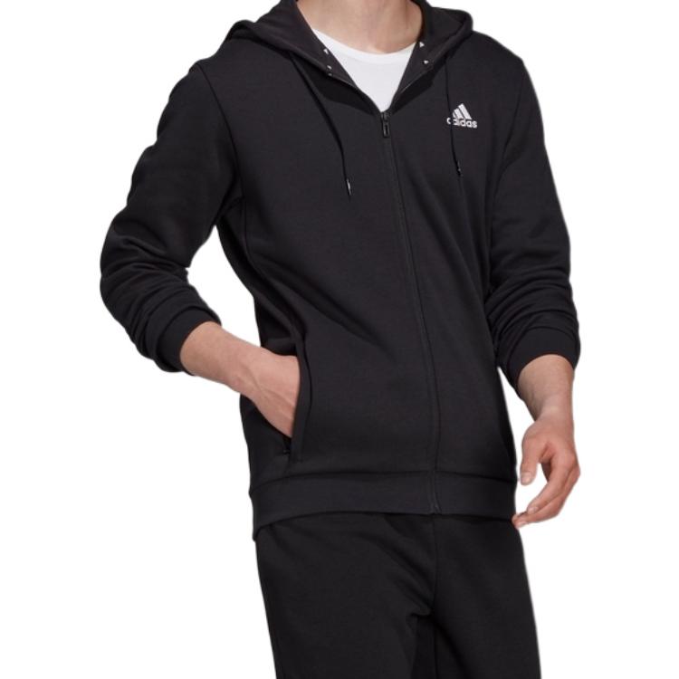 Shop adidas Black Embroidered Logo Knitted Hoodie Jacket HB5081