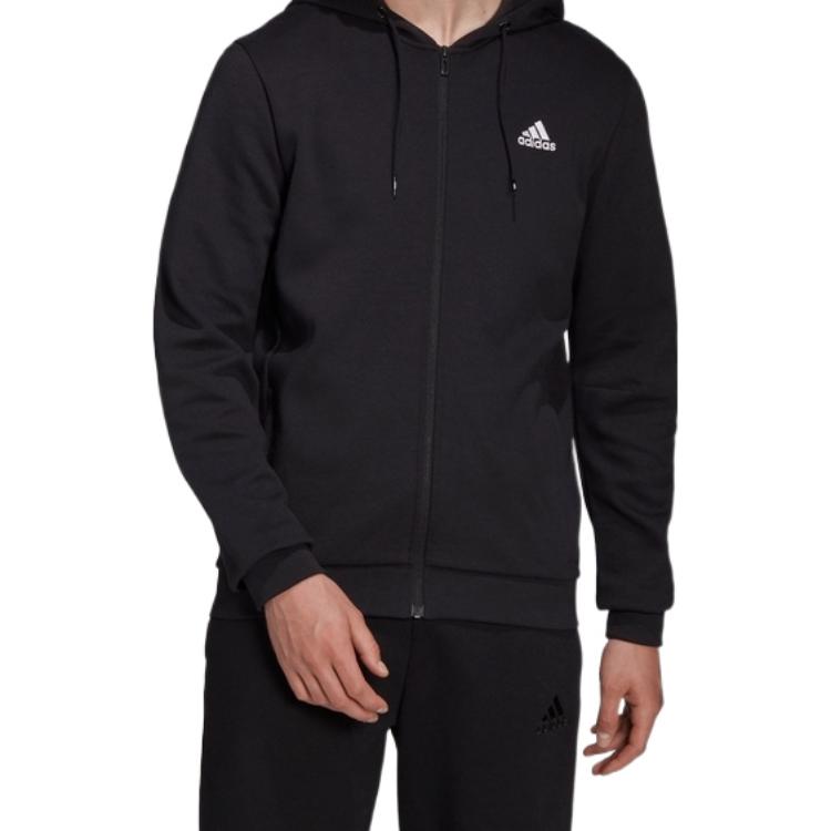Purchase adidas Black Embroidered Logo Knitted Hoodie Jacket HB5081