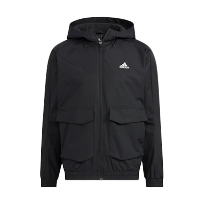 adidas Black Fleece Hoodie Jacket with Solid Logo HN9033