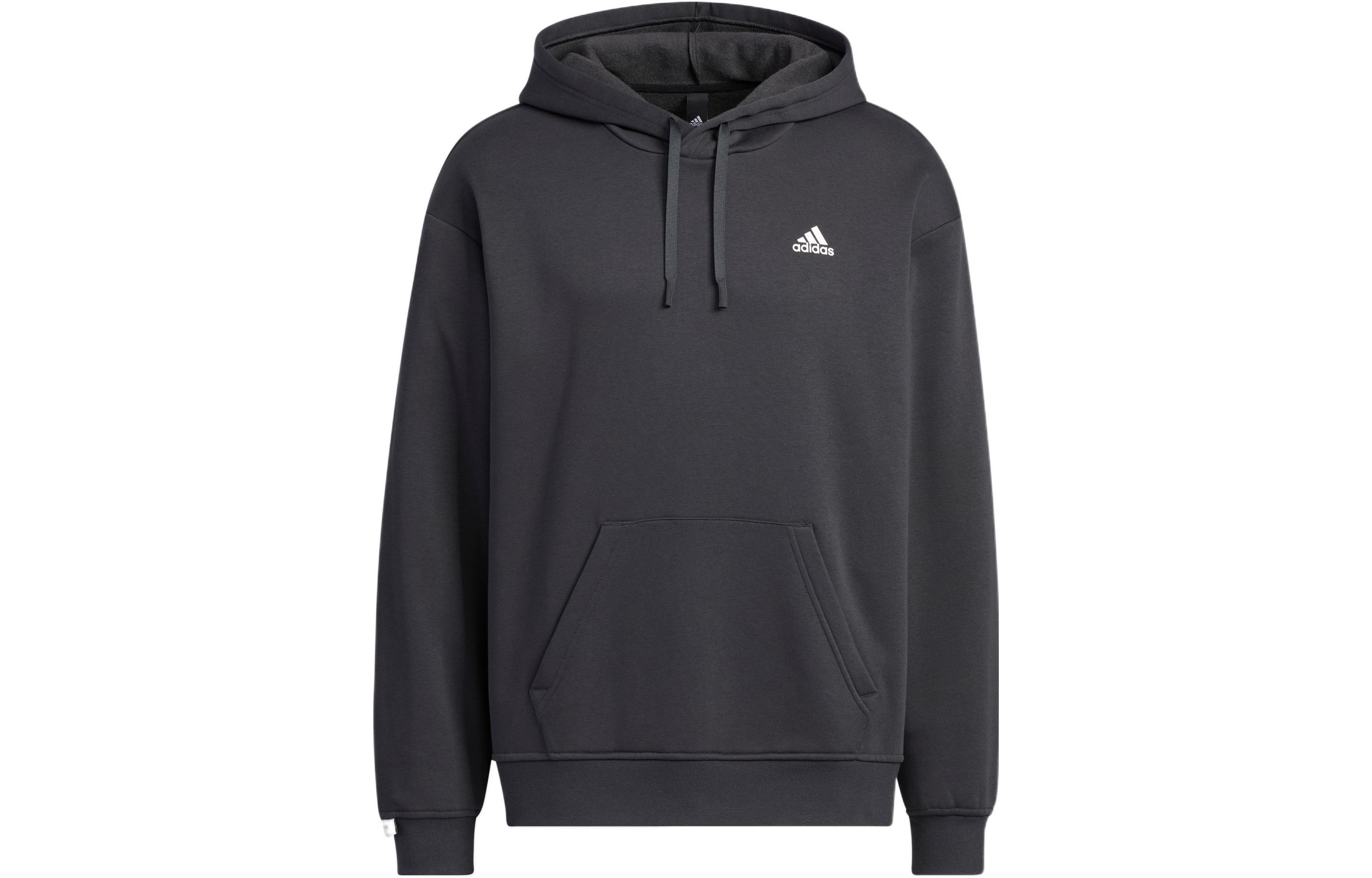 adidas Black Fleece Hoodie with Kangaroo Pocket and Logo Design IB2731