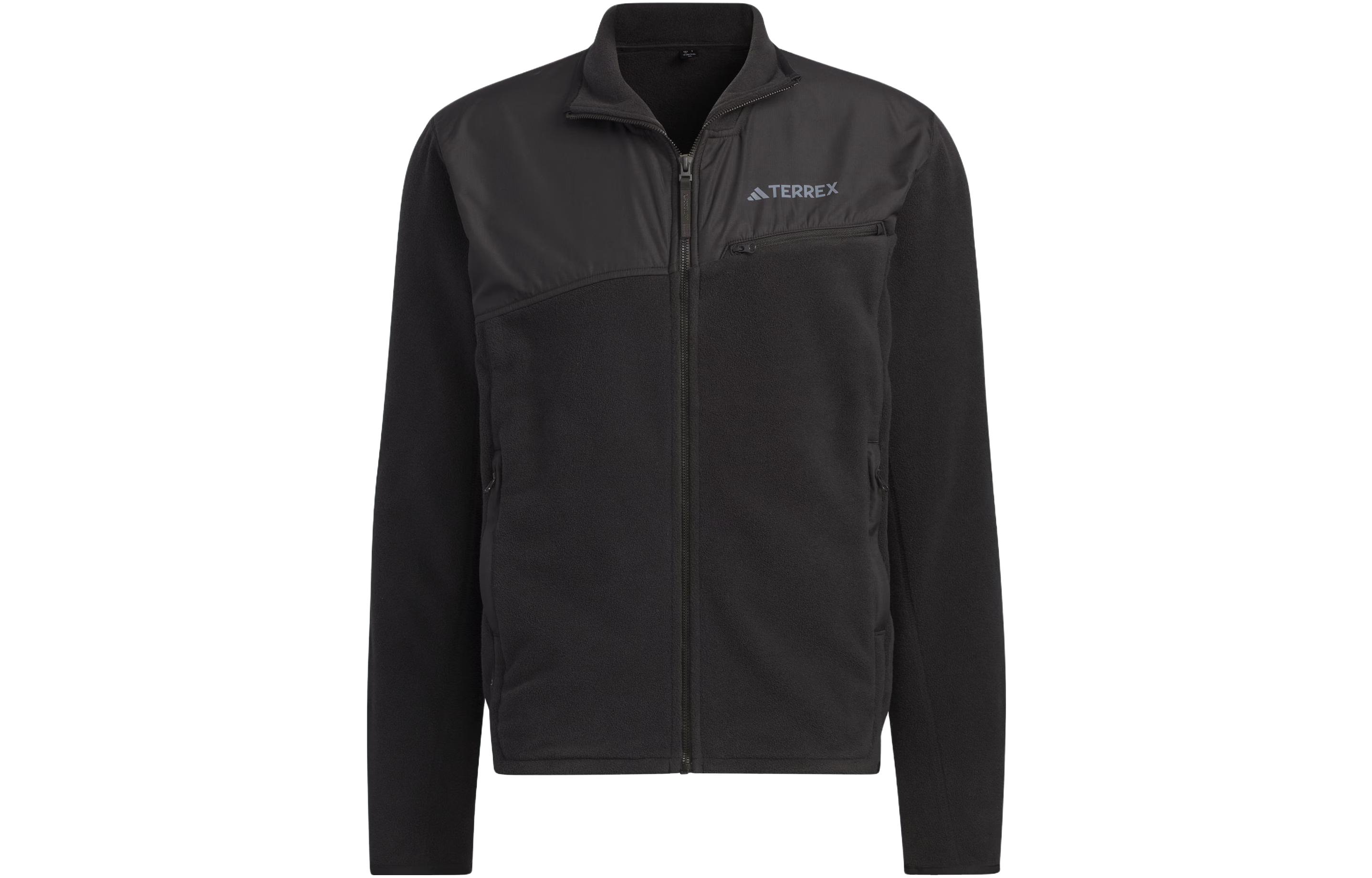 adidas Black Fleece Jacket with Spliced Logo Outdoor Athletic Design IL8996