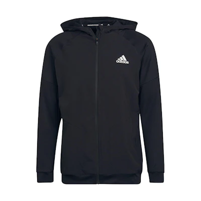 adidas Black Full-Zip Hoodie Jacket with Letter Logo Design HA6366-ASIAN
