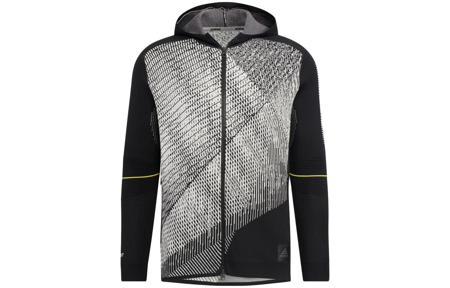 adidas Black Full-Zip Hoodie Jacket with Logo Patch and Striped Design (Japan) HG4129-JAPAN