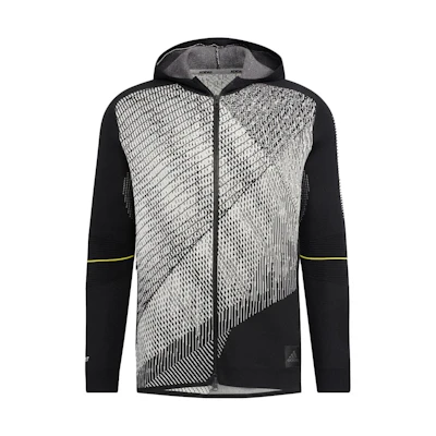 adidas Black Full-Zip Hoodie Jacket with Logo Patch and Striped Design (Japan) HG4129-JAPAN