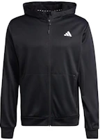 adidas Black Full-Zip Hoodie with Logo Print and Long Sleeves IJ9618 adidas Black Full-Zip Hoodie with Logo Print and Long Sleeves IJ9618
