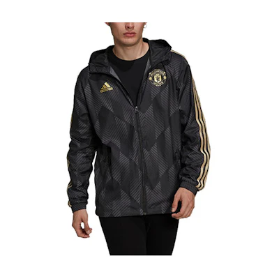 adidas Black Geometric Print Logo Hoodie Jacket GR3873