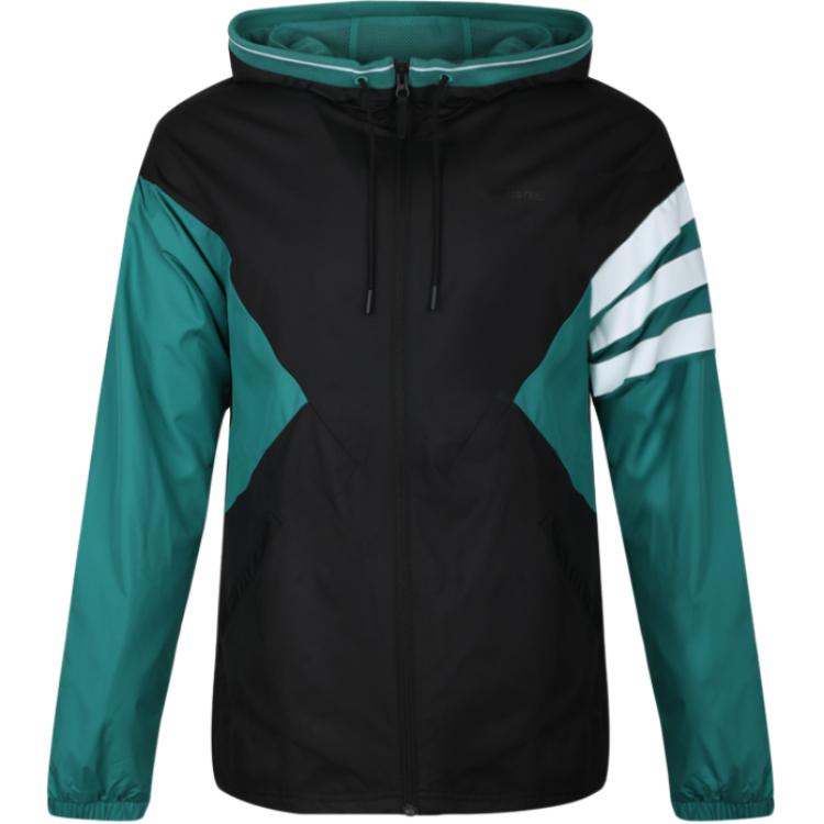 adidas Black Green Colorblock Zip-Up Track Jacket DW8098