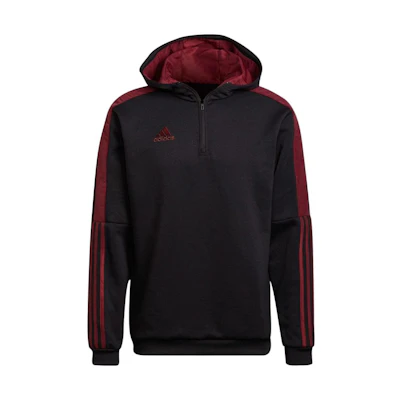 adidas Black Half-Zip Hoodie Jacket with Logo Stripes H60016