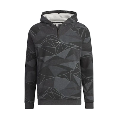 adidas Black Half-Zip Hoodie with Allover Geometric Print IA2624