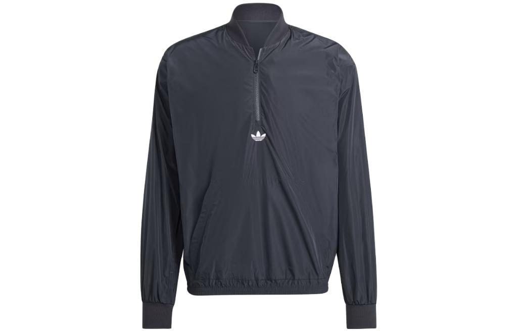 adidas Black Half-Zip Jacket with Solid Logo Print HZ0733
