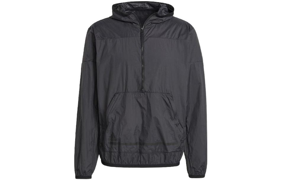 adidas Black Half-Zip Pullover Hoodie Jacket with Kangaroo Pocket GQ6265
