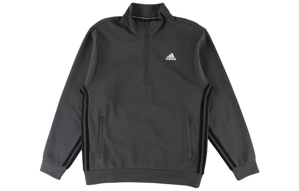 adidas Black Half-Zip Pullover Jacket with Logo Print FK3462