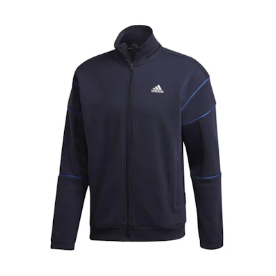 adidas Black High Neck Zip-Up Jacket with Logo Print FU0030