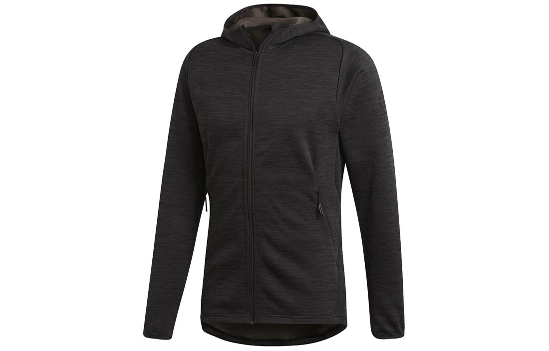 adidas Black Hooded Breathable Comfortable Sports Jacket DM4377