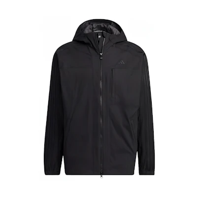 adidas Black Hooded Jacket with Logo Stripes Embroidery IA9390