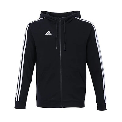 adidas Black Hooded Jacket with Three Stripes - Casual Sportswear TR30J5-CBW