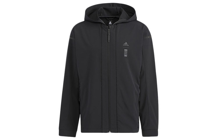 adidas Black Hooded Woven Jacket Casual Sportswear HM2946