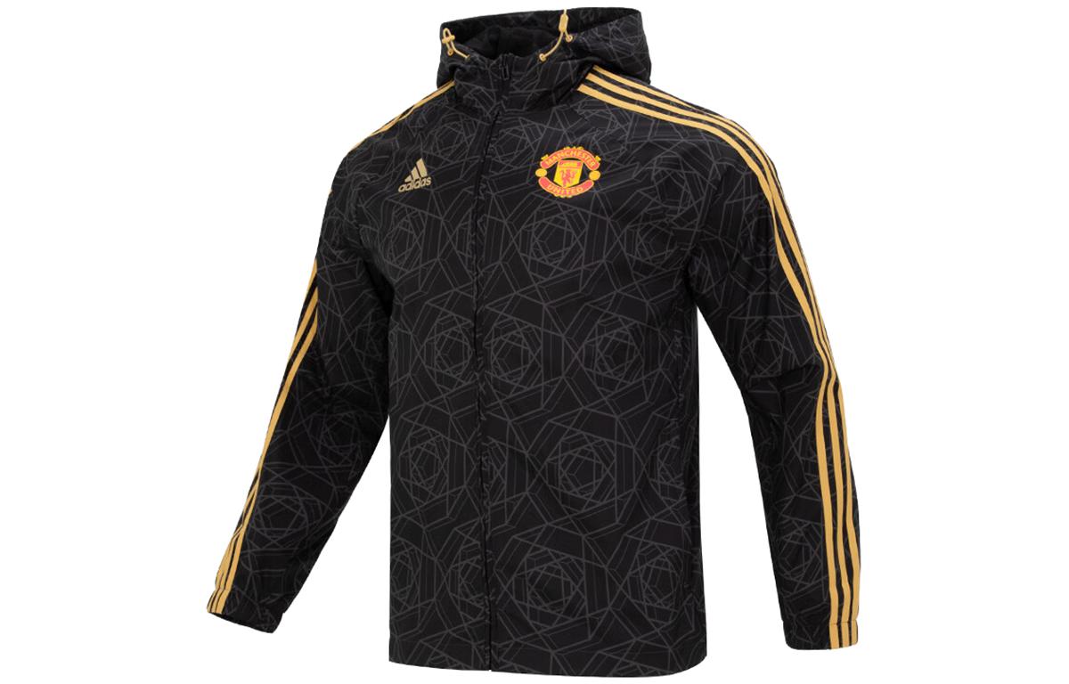 adidas Black Hooded Woven Jacket with Side Stripes IA8526