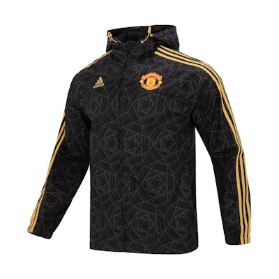 adidas Black Hooded Woven Jacket with Side Stripes IA8526