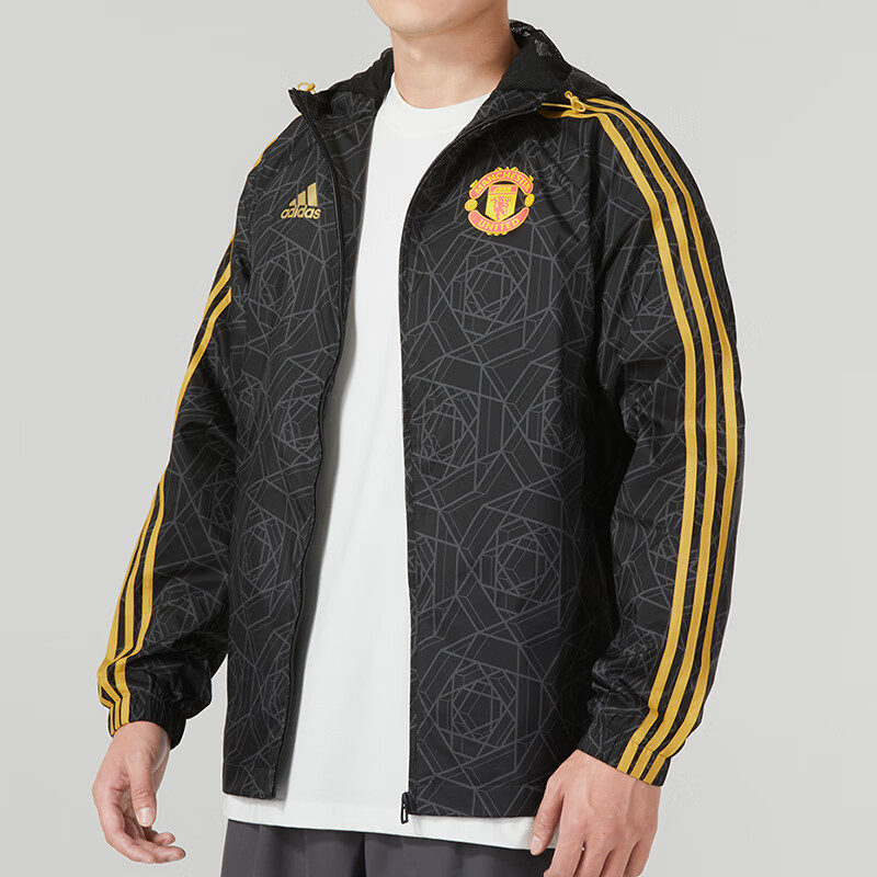 adidas Black Hooded Woven Jacket with Side Stripes IA8526 圖 5