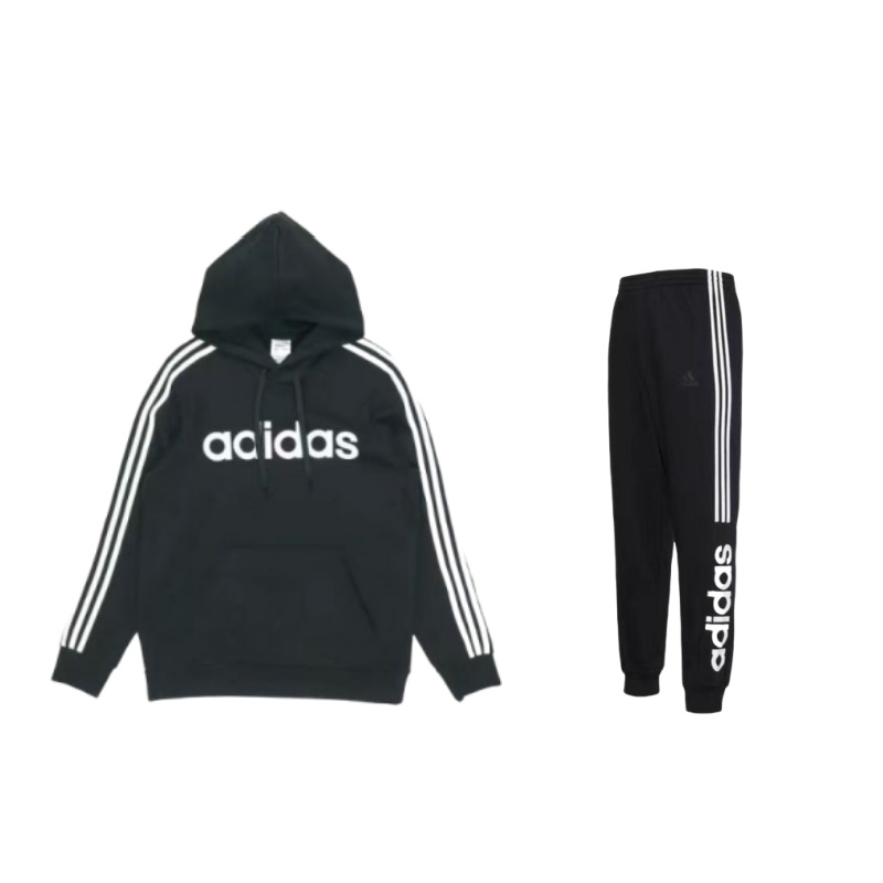adidas Black Hoodie and Sweatpants Set with Logo for Outdoor Casual Wear DQ3096+ GD5473