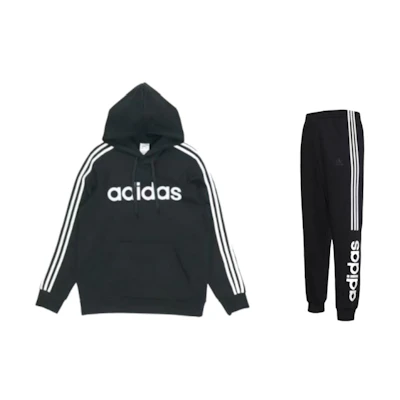 adidas Black Hoodie and Sweatpants Set with Logo for Outdoor Casual Wear DQ3096+ GD5473